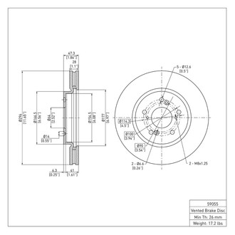 R1 Concepts® - eLINE™ Plain 1-Piece Front Brake Rotor