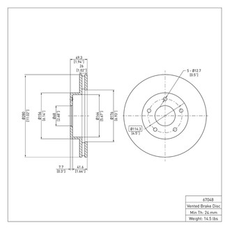 R1 Concepts® - eLINE™ Plain 1-Piece Front Brake Rotor