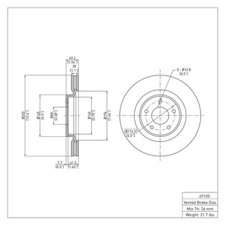 R1 Concepts® - eLINE™ Plain 1-Piece Front Brake Rotor