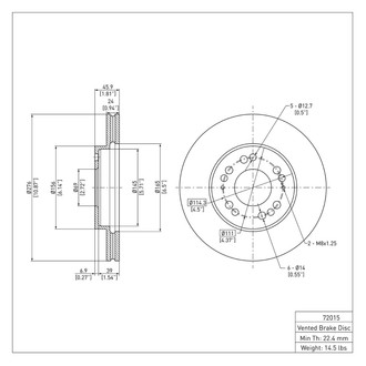 R1 Concepts® - eLINE™ Plain 1-Piece Front Brake Rotor