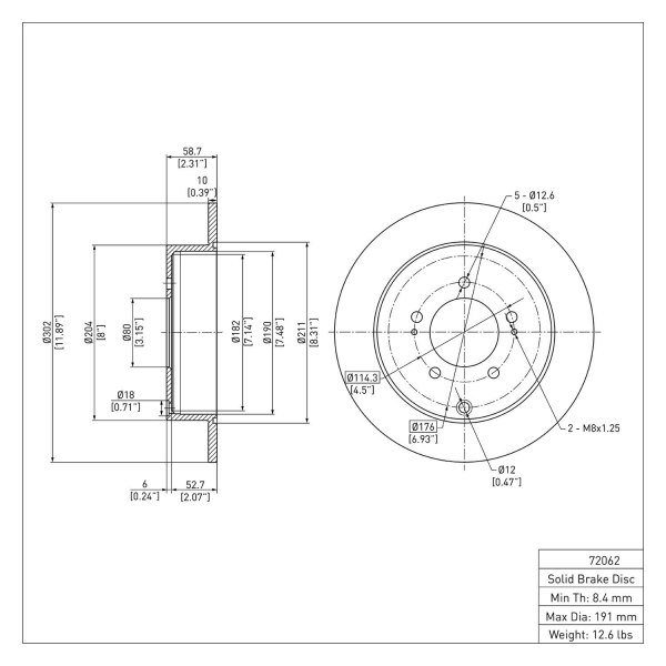 R1 Concepts® - eLINE™ Plain 1-Piece Rear Brake Rotor