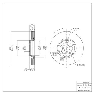 R1 Concepts® - eLINE™ Plain 1-Piece Front Passenger Side Brake Rotor