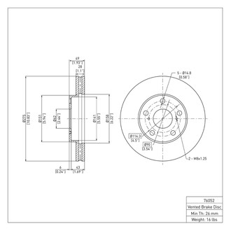 R1 Concepts® - eLINE™ Plain 1-Piece Front Brake Rotor