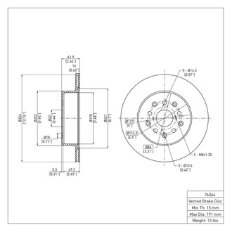 R1 Concepts® - eLINE™ Plain 1-Piece Rear Brake Rotor