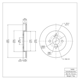R1 Concepts® - eLINE™ Plain 1-Piece Rear Brake Rotor