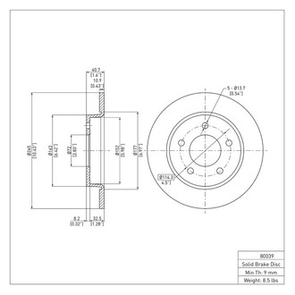 R1 Concepts® - eLINE™ Plain 1-Piece Rear Brake Rotor
