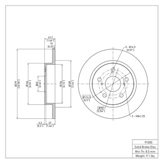 R1 Concepts® - eLINE™ Plain 1-Piece Rear Brake Rotor