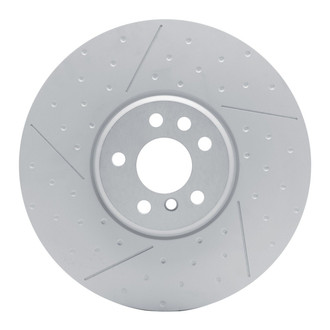 R1 Concepts® - Carbon GEOMET™ Dimpled and Slotted 1-Piece Front Driver Side Brake Rotor