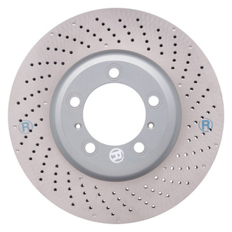 R1 Concepts® - Carbon GEOMET™ Drilled 1-Piece Front Passenger Side Brake Rotor