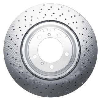 R1 Concepts® - Carbon GEOMET™ Drilled 1-Piece Front Driver Side Brake Rotor