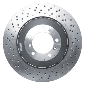 R1 Concepts® - Carbon GEOMET™ Drilled 1-Piece Front Driver Side Brake Rotor