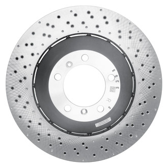 R1 Concepts® - Carbon GEOMET™ Drilled 1-Piece Front Passenger Side Brake Rotor