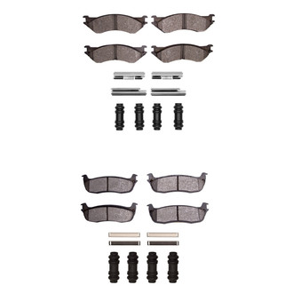 R1 Concepts® - Super Heavy Duty Semi-Metallic Front and Rear Brake Pad Set
