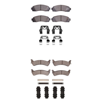 R1 Concepts® - Super Heavy Duty Semi-Metallic Front and Rear Brake Pad Set