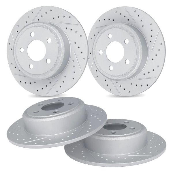 R1 Concepts® - Drilled and Slotted Front and Rear Brake Rotor Set