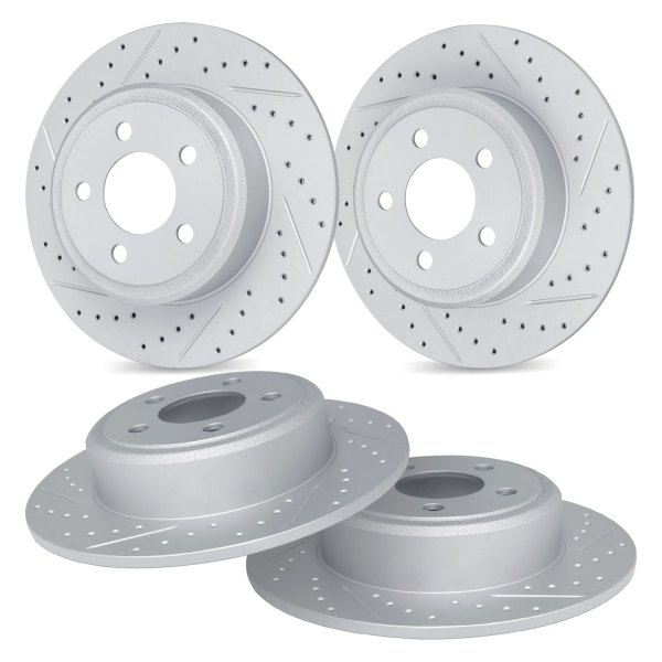 R1 Concepts® - Drilled and Slotted Front and Rear Brake Rotor Set