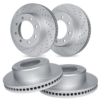 R1 Concepts® - Drilled and Slotted Front and Rear Brake Rotor Set