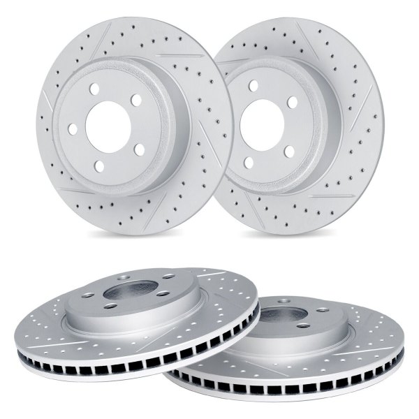 R1 Concepts® - Drilled and Slotted Front and Rear Brake Rotor Set