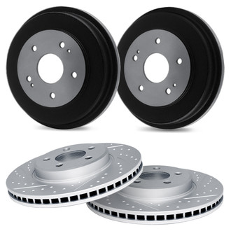 R1 Concepts® - Drilled and Slotted Front and Rear Brake Rotor Set