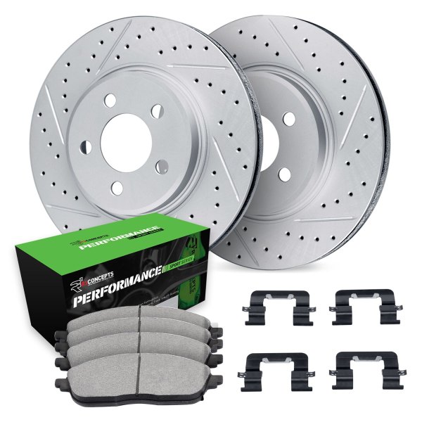  R1 Concepts® - Drilled and Slotted Front Brake Kit with Performance Sport Pads