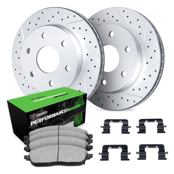  R1 Concepts® - Drilled and Slotted Rear Brake Kit with Performance Sport Pads