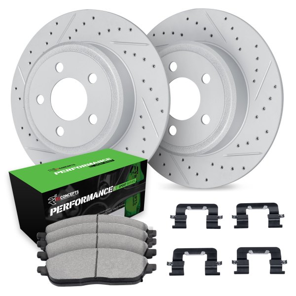  R1 Concepts® - Drilled and Slotted Rear Brake Kit with Performance Sport Pads