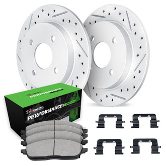 R1 Concepts® - Drilled and Slotted Rear Brake Kit with Performance Sport Pads