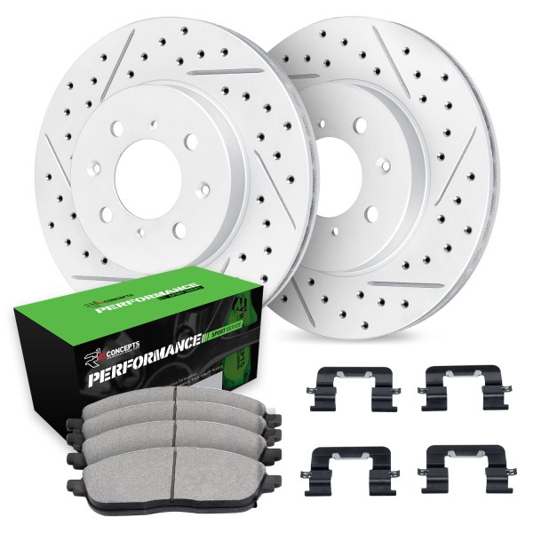  R1 Concepts® - Drilled and Slotted Front Brake Kit with Performance Sport Pads