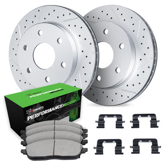 R1 Concepts® - Drilled and Slotted Front Brake Kit with Performance Sport Pads