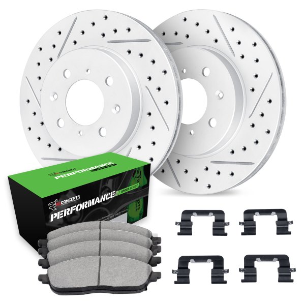  R1 Concepts® - Drilled and Slotted Rear Brake Kit with Performance Sport Pads