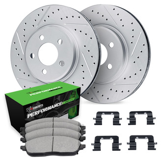 R1 Concepts® - Drilled and Slotted Front Brake Kit with Performance Sport Pads