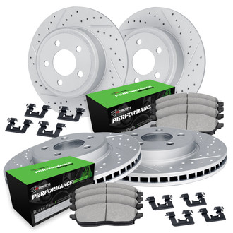 R1 Concepts® - Drilled and Slotted Front and Rear Brake Kit with Performance Sport Pads