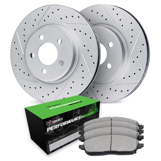 R1 Concepts® - Drilled and Slotted Front Brake Kit with Performance Sport Pads