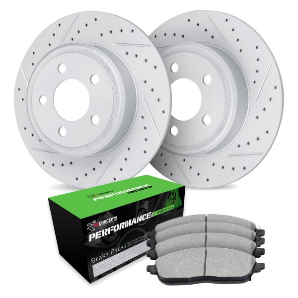  R1 Concepts® - Drilled and Slotted Rear Brake Kit with Performance Sport Pads