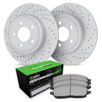 R1 Concepts® - Drilled and Slotted Rear Brake Kit with Performance Sport Pads