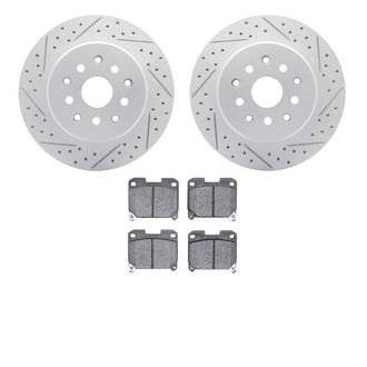 R1 Concepts® - Drilled and Slotted Rear Brake Kit with Performance Sport Pads