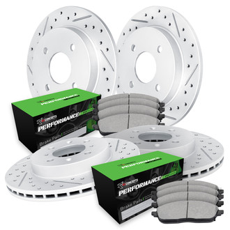 R1 Concepts® - Drilled and Slotted Front and Rear Brake Kit with Performance Sport Pads