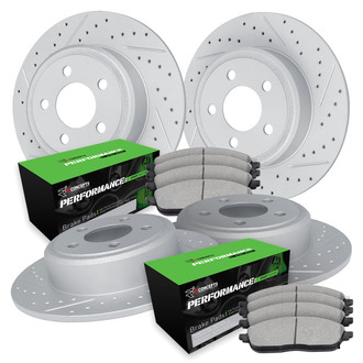R1 Concepts® - Drilled and Slotted Front and Rear Brake Kit with Performance Sport Pads