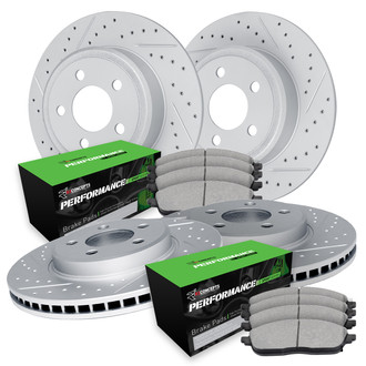 R1 Concepts® - Drilled and Slotted Front and Rear Brake Kit with Performance Sport Pads