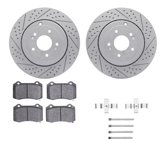 R1 Concepts® - Carbon Coated Drilled and Slotted Brake Kit with Euro Ceramic Pads