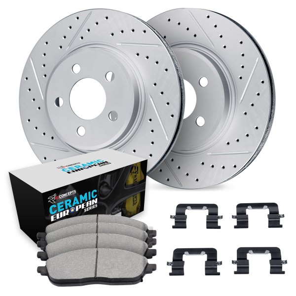  R1 Concepts® - Drilled and Slotted Front Brake Kit with Euro Ceramic Pads