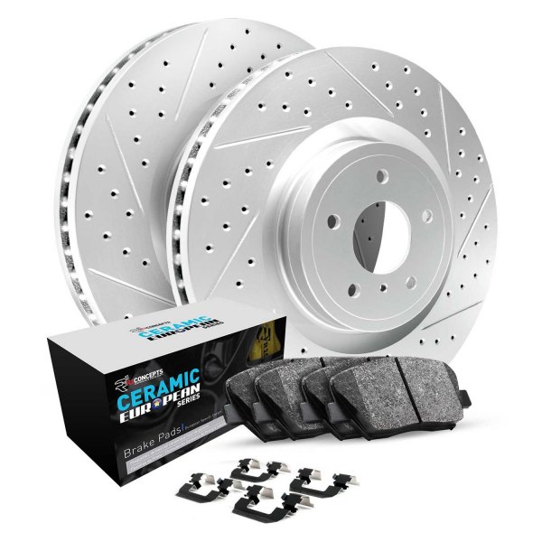  R1 Concepts® - Drilled and Slotted Rear Brake Kit with Euro Ceramic Pads