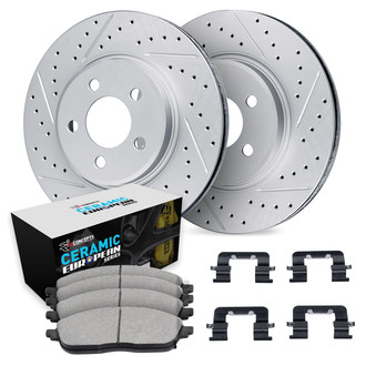 R1 Concepts® - Drilled and Slotted Front Brake Kit with Euro Ceramic Pads