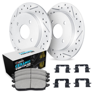 R1 Concepts® - Drilled and Slotted Rear Brake Kit with Euro Ceramic Pads