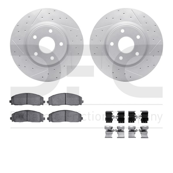  R1 Concepts® - Drilled and Slotted Front Brake Kit with Euro Ceramic Pads