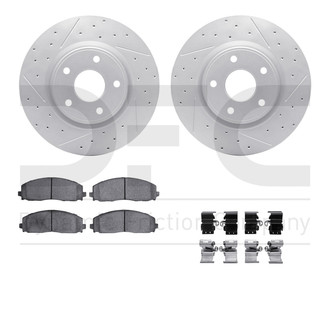 R1 Concepts® - Carbon Coated Drilled and Slotted Brake Kit with Euro Ceramic Pads