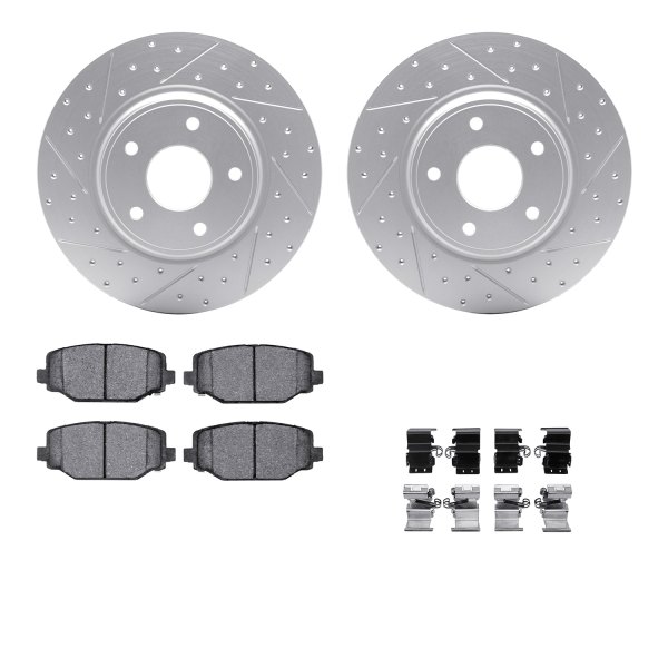  R1 Concepts® - Drilled and Slotted Rear Brake Kit with Euro Ceramic Pads