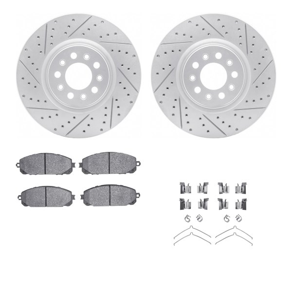  R1 Concepts® - Drilled and Slotted Front Brake Kit with Euro Ceramic Pads