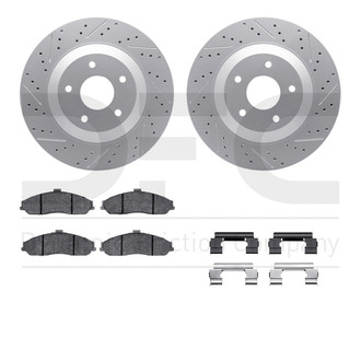 R1 Concepts® - Carbon Coated Drilled and Slotted Brake Kit with Euro Ceramic Pads