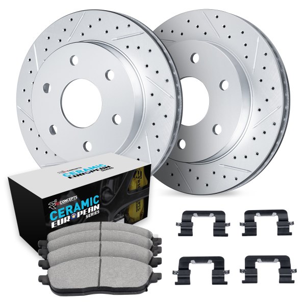  R1 Concepts® - Drilled and Slotted Front Brake Kit with Euro Ceramic Pads